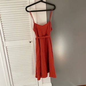 Linen burnt orange mid length dress. Size medium